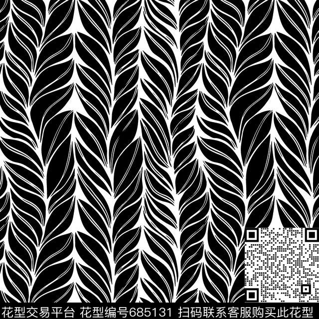 Weaving hand drawn pattern.jpg - 685131 - 单色 黑底 黑白花 - 传统印花花型 － 箱包花型设计 － 瓦栏