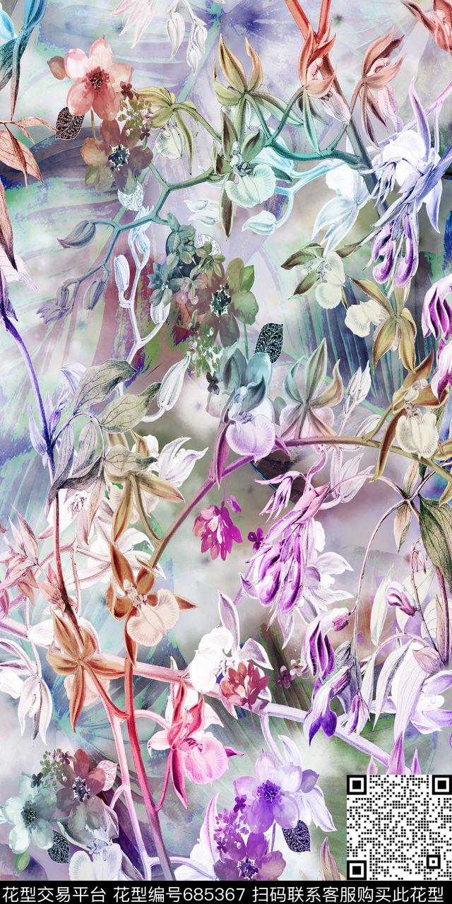 201607007zq.jpg - 685367 - 乱花 手绘 花卉 - 数码印花花型 － 女装花型设计 － 瓦栏