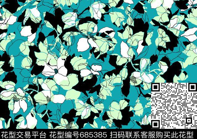 时尚抽象花卉色块20160806-Color  3.tif - 685385 - 花卉 时尚泳装 大牌风 - 传统印花花型 － 女装花型设计 － 瓦栏