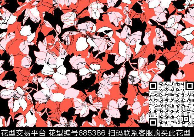 时尚抽象花卉色块20160806-Color  4.tif - 685386 - 花卉 时尚泳装 大牌风 - 传统印花花型 － 女装花型设计 － 瓦栏