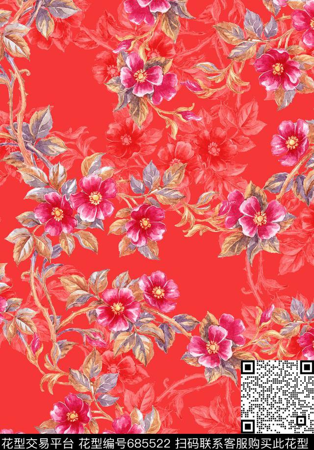 20168-2-2.jpg - 685522 - 花朵 花卉 民族风 - 数码印花花型 － 女装花型设计 － 瓦栏