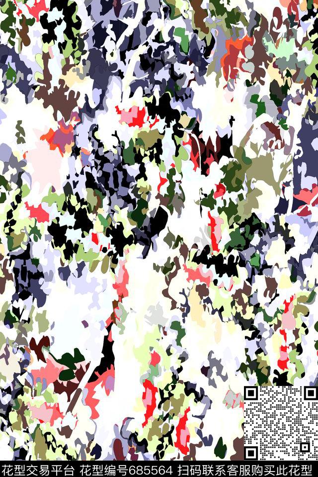 1609 XWL019a 自然碎块拼接.jpg - 685564 - 凌乱色块 色块拼接 抽象潮流 - 传统印花花型 － 女装花型设计 － 瓦栏