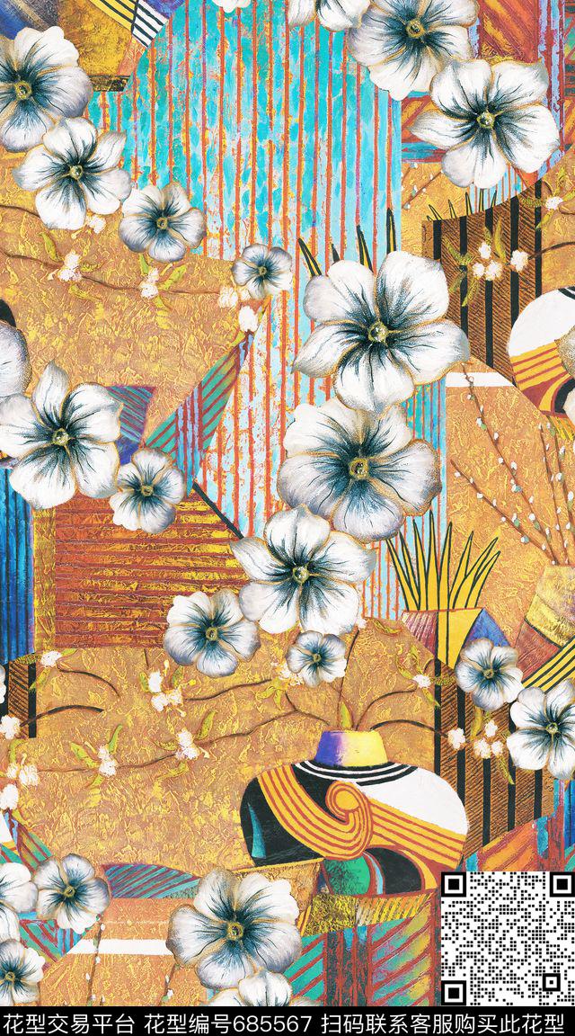 S-174.jpg - 685567 - 复古 花卉 创意 - 数码印花花型 － 女装花型设计 － 瓦栏