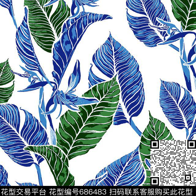 31.jpg - 686483 - 天堂鸟花 芭蕉叶 热带、夏日、植物 - 数码印花花型 － 泳装花型设计 － 瓦栏