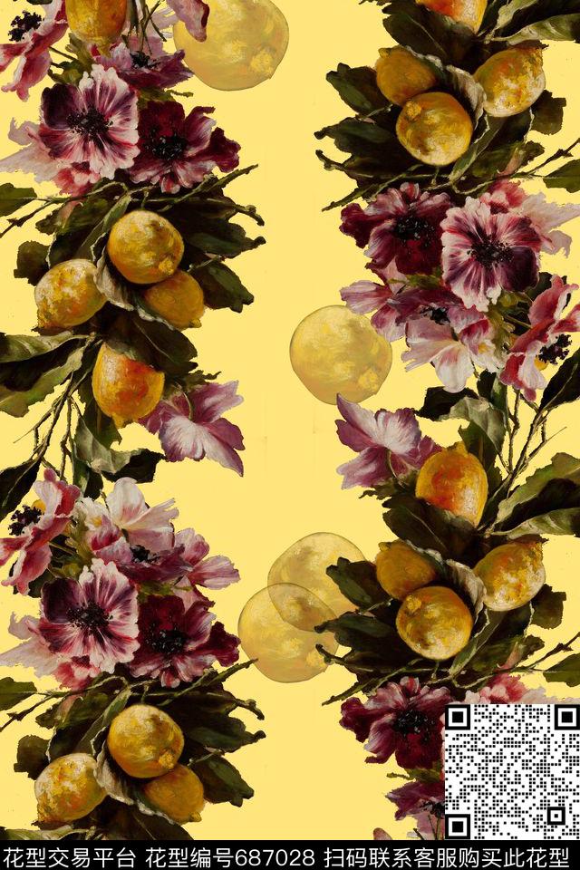 油画花卉柠檬2.jpg - 687028 - 时尚油画 花朵 花卉 - 数码印花花型 － 女装花型设计 － 瓦栏