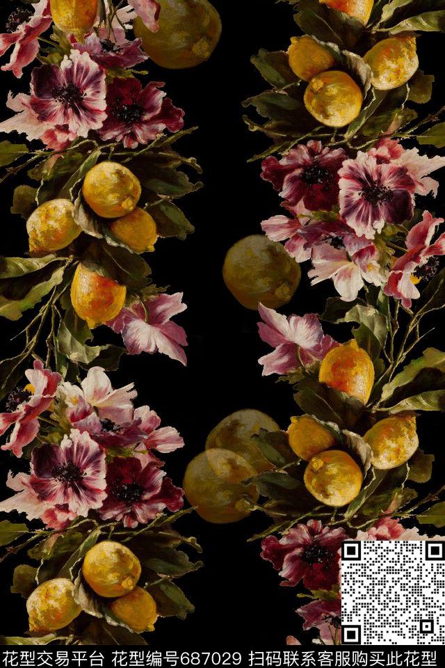 油画花卉柠檬3.jpg - 687029 - 时尚油画 花朵 花卉 - 数码印花花型 － 女装花型设计 － 瓦栏