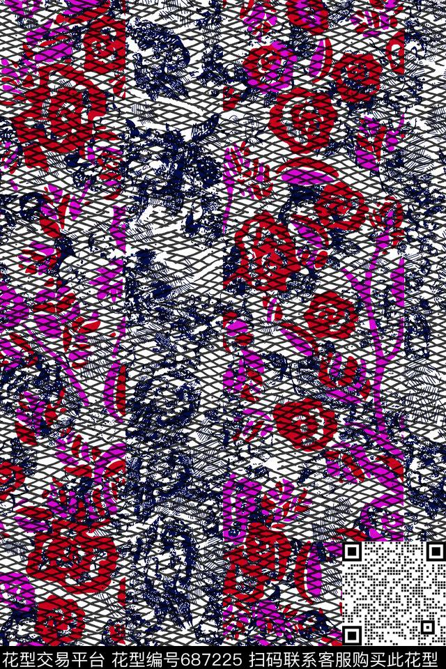 针织-1.jpg - 687225 - 绣球花 乱花 小碎花 - 传统印花花型 － 女装花型设计 － 瓦栏