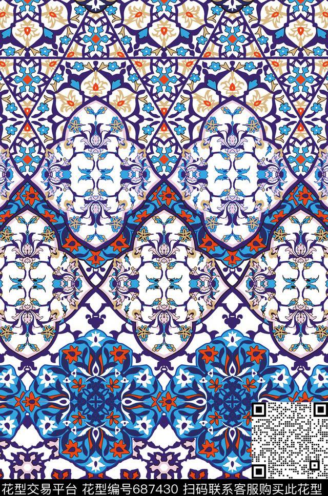 欧美宫庭大牌图案08969.tif - 687430 - 中国风 欧美 传统实色 - 传统印花花型 － 女装花型设计 － 瓦栏