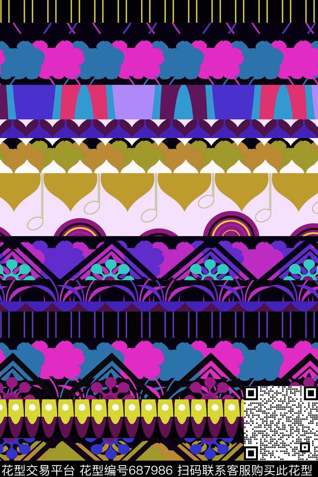 民族风二方连续图 2.jpg - 687986 - 民族风 几何形 花纹 - 传统印花花型 － 女装花型设计 － 瓦栏