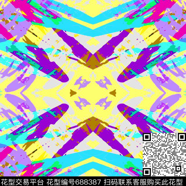 colour splashes 3.jpg - 688387 - 抽象 彩色 色块 - 传统印花花型 － 女装花型设计 － 瓦栏