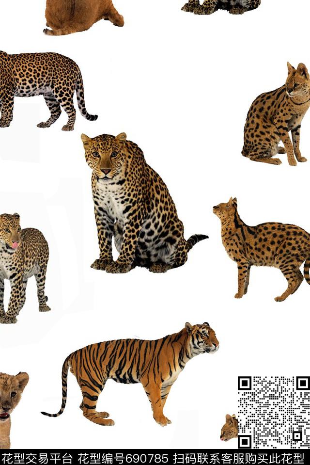 动物组合.jpg - 690785 - 豹纹 老虎 动物 - 数码印花花型 － 男装花型设计 － 瓦栏