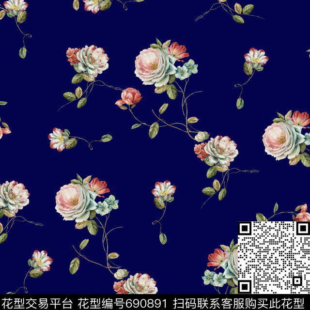 01-030516-KDY.jpg - 690891 - 花朵 几何 花卉 - 传统印花花型 － 女装花型设计 － 瓦栏