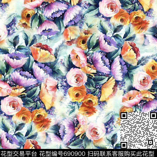 04-100816-wml.jpg - 690900 - 花朵 几何 花卉 - 传统印花花型 － 女装花型设计 － 瓦栏