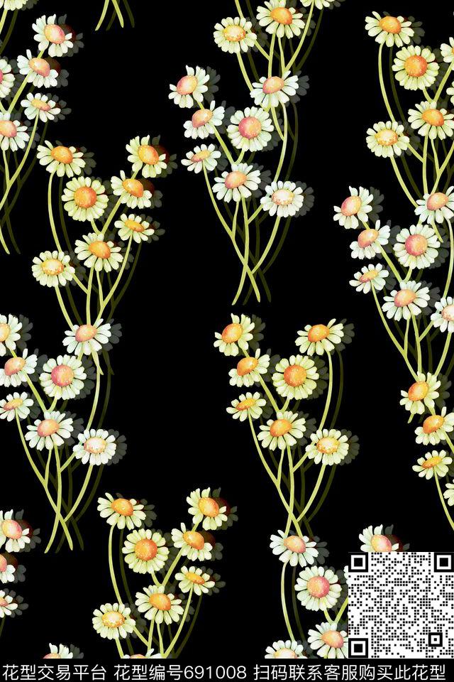 2016081602-a.jpg - 691008 - 潮流时尚 雏菊 花卉 - 数码印花花型 － 女装花型设计 － 瓦栏