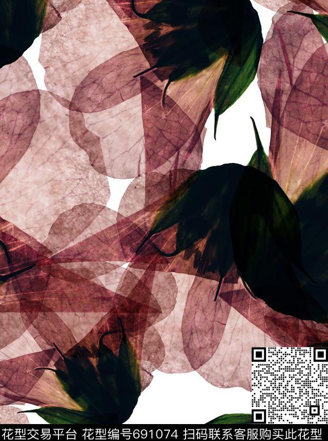 花语.jpg - 691074 - 曼陀罗 花朵 花卉 - 数码印花花型 － 男装花型设计 － 瓦栏
