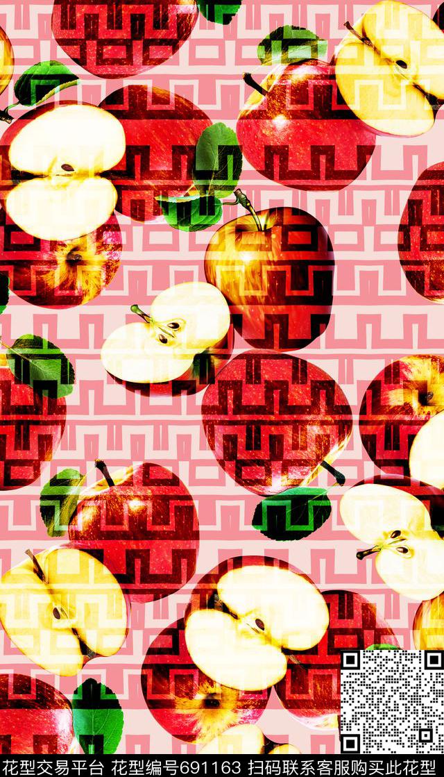 S08--AH021.jpg - 691163 - 水果、苹果、几何叠加 - 数码印花花型 － 女装花型设计 － 瓦栏