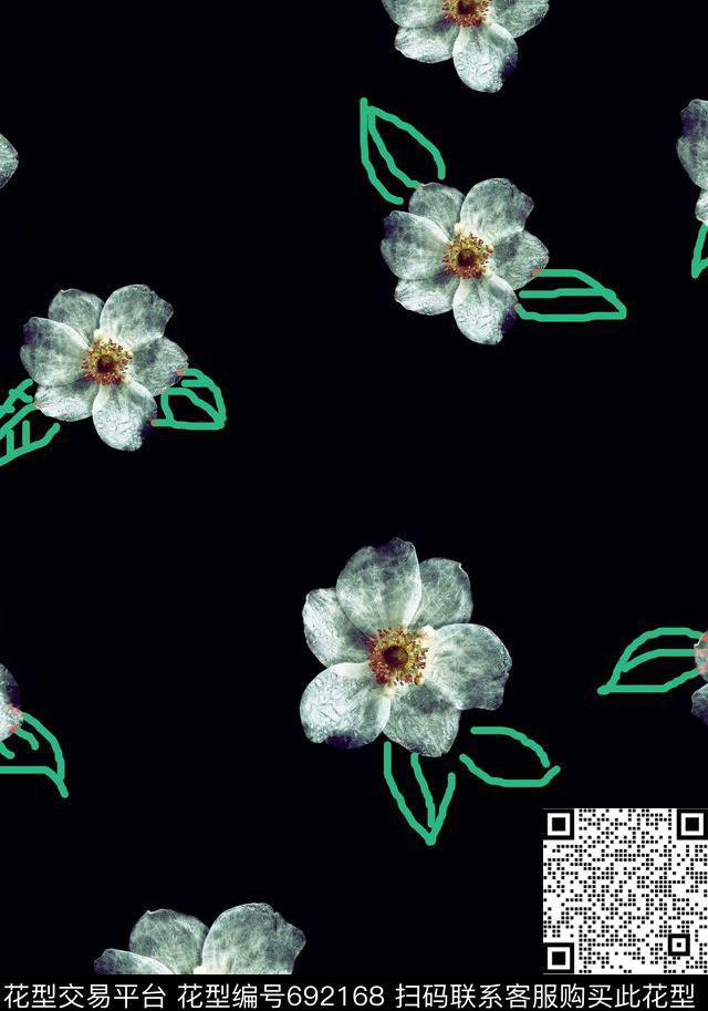 茉莉.jpg - 692168 - 花瓣 花卉 花朵 - 数码印花花型 － 女装花型设计 － 瓦栏