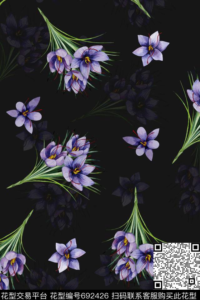2016081801-a.jpg - 692426 - 时尚大气 满版 花卉 - 数码印花花型 － 女装花型设计 － 瓦栏