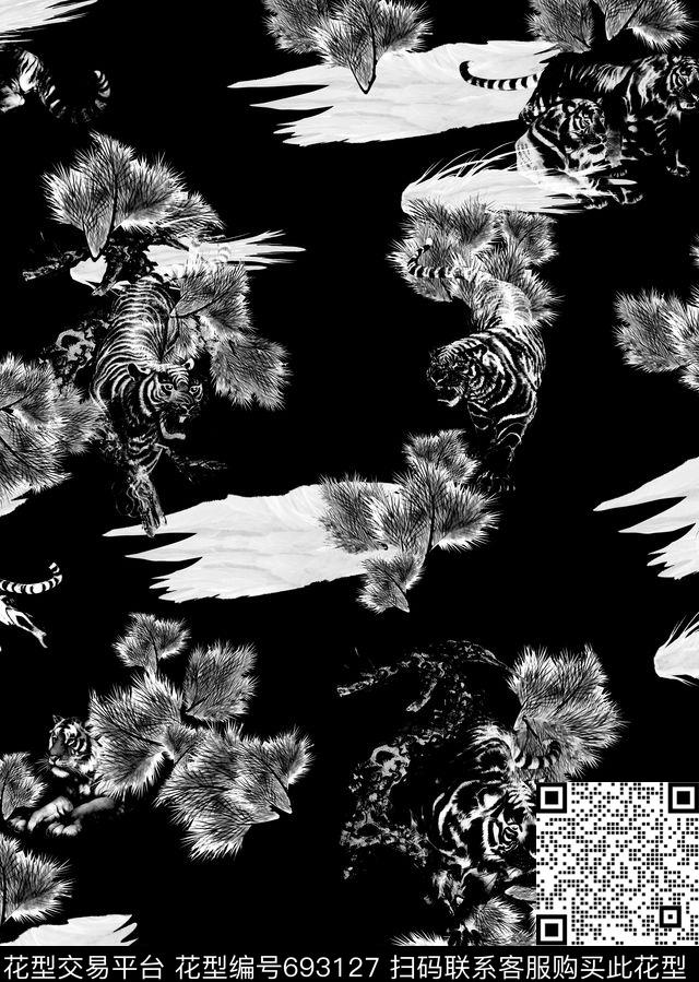 松与虎.jpg - 693127 - 松与虎 卫衣T恤衬衫夹克花型 - 数码印花花型 － 男装花型设计 － 瓦栏