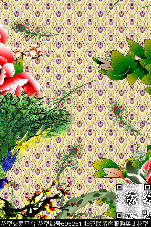 20160808-2S.jpg - 695251 - 老年花 孔雀 牡丹 - 数码印花花型 － 女装花型设计 － 瓦栏