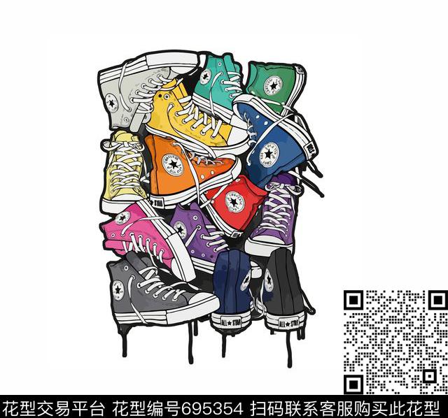鞋子.jpg - 695354 - 时尚潮流 鞋子 街头 - 数码印花花型 － 童装花型设计 － 瓦栏