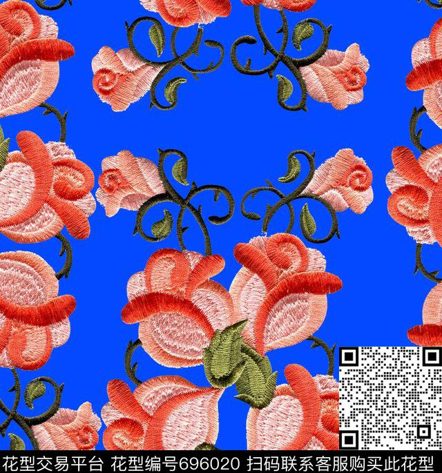 wal-160823-5-1.jpg - 696020 - 中国风 花卉 刺绣 - 数码印花花型 － 女装花型设计 － 瓦栏