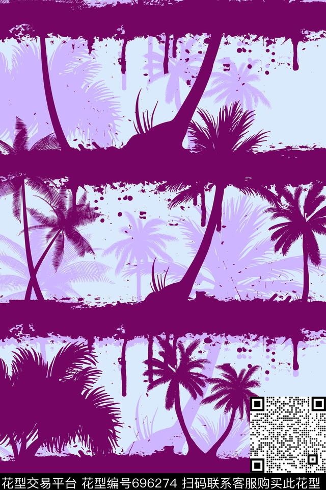 20160825-6S-3.jpg - 696274 - 棕榈叶 热带 传统印花花卉 - 传统印花花型 － 女装花型设计 － 瓦栏