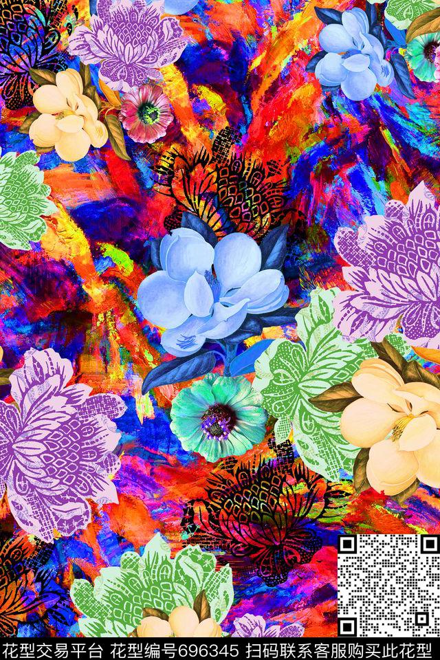 YC1333.jpg - 696345 - 女装 花卉 抽象 - 数码印花花型 － 女装花型设计 － 瓦栏
