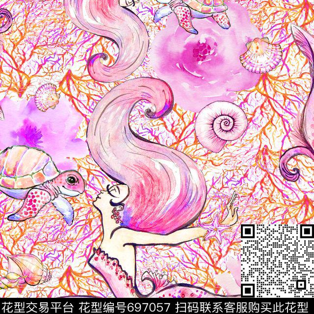 378921.jpg - 697057 - sea mermaid tropical - 数码印花花型 － 童装花型设计 － 瓦栏