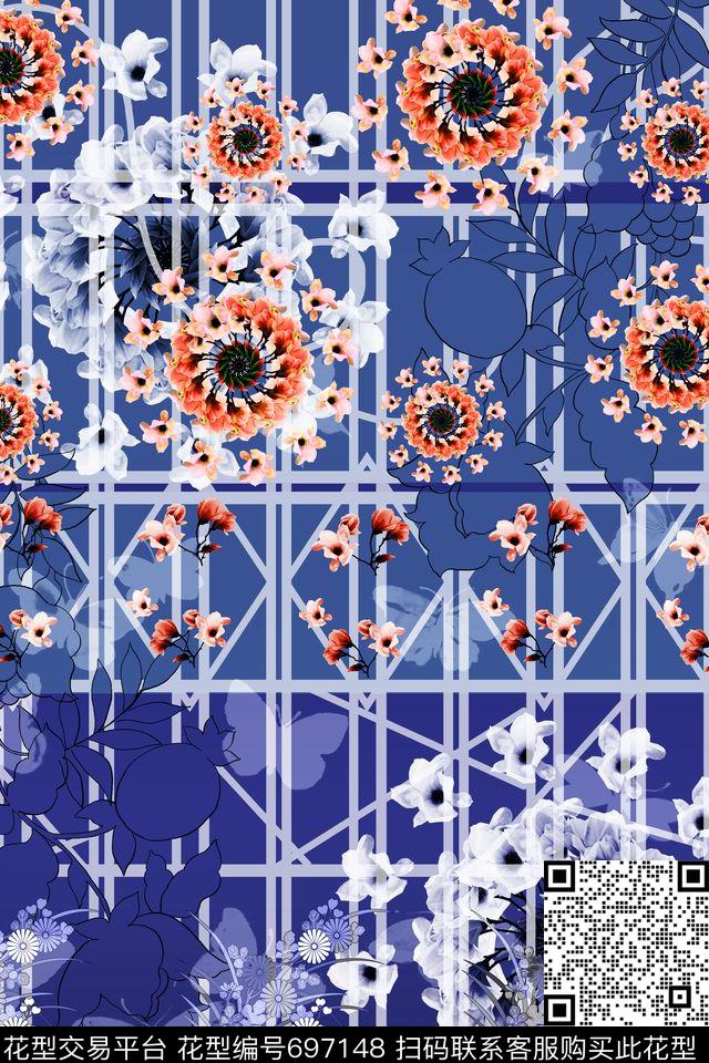 hll-16-c22.tif - 697148 - L.D~几何格子条纹 L.D~花卉 L.D~水彩 - 数码印花花型 － 女装花型设计 － 瓦栏