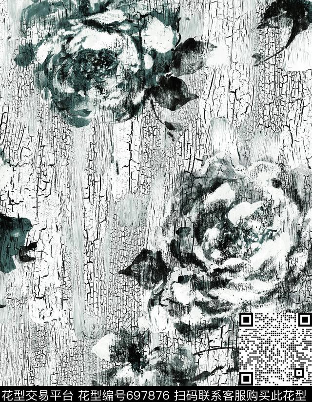 瓦栏 1-1.tif - 697876 - 树枝肌理 油墨 纹理 - 数码印花花型 － 墙纸花型设计 － 瓦栏