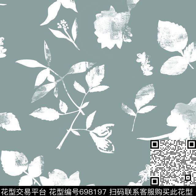 白色渐隐花-1.jpg - 698197 - 花卉 云纹 渐变 - 传统印花花型 － 窗帘花型设计 － 瓦栏