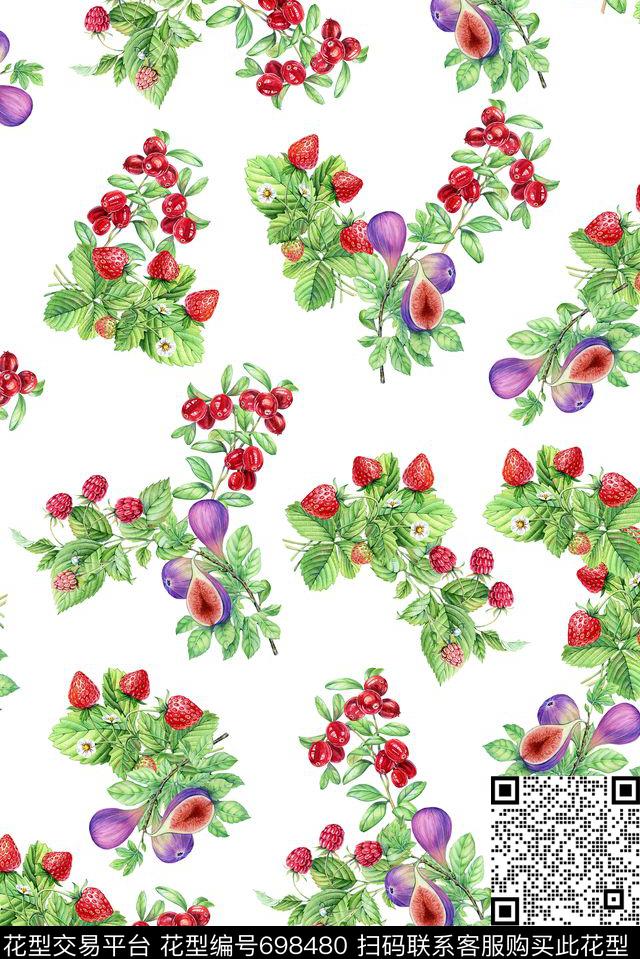手绘花11-1.jpg - 698480 - 无花果 草莓 手绘 - 数码印花花型 － 女装花型设计 － 瓦栏
