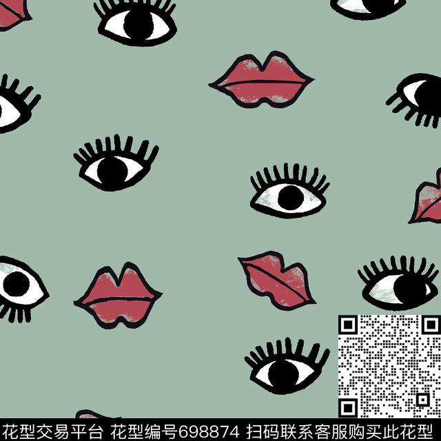 眼-1.jpg - 698874 - 嘴唇 眼睛 趣味 - 数码印花花型 － 女装花型设计 － 瓦栏