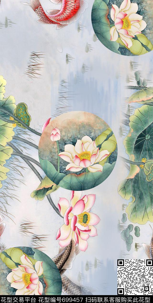 125756.1.jpg - 699457 - Chinese wind lilies - 数码印花花型 － 女装花型设计 － 瓦栏