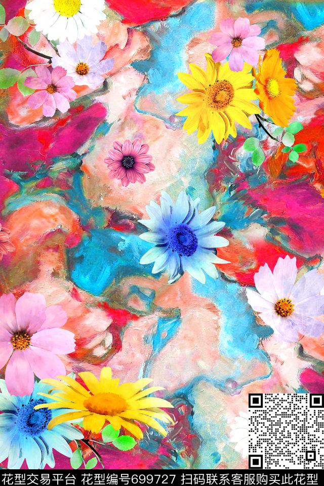 160901.jpg - 699727 - 雏菊 花卉 抽象 - 数码印花花型 － 女装花型设计 － 瓦栏