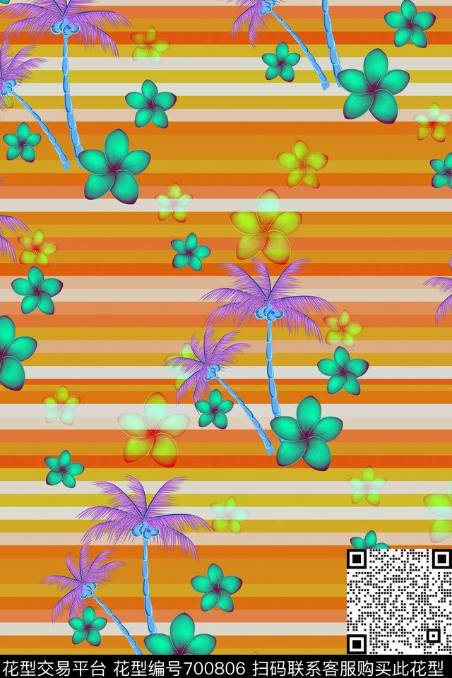 16-9-5-1.jpg - 700806 - 条纹 棕榈树 泳装 - 数码印花花型 － 泳装花型设计 － 瓦栏