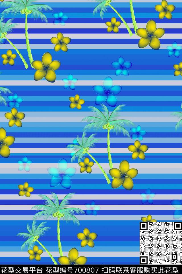 16-9-5-1-2.jpg - 700807 - 条纹 棕榈树 泳装 - 数码印花花型 － 泳装花型设计 － 瓦栏