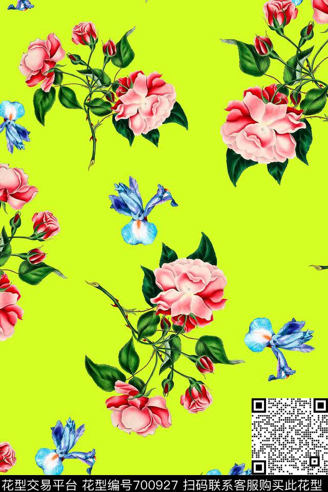 ED0453 拷贝.jpg - 700927 - 女装 花卉 纯色底 - 数码印花花型 － 女装花型设计 － 瓦栏