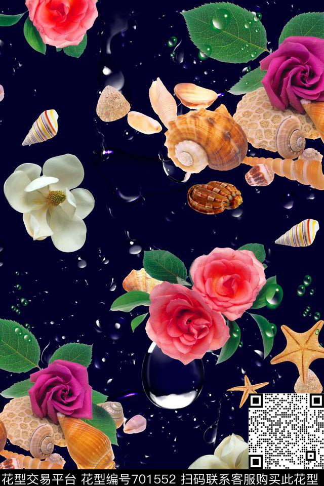 160903.jpg - 701552 - 花卉 玫瑰 水珠 - 数码印花花型 － 女装花型设计 － 瓦栏