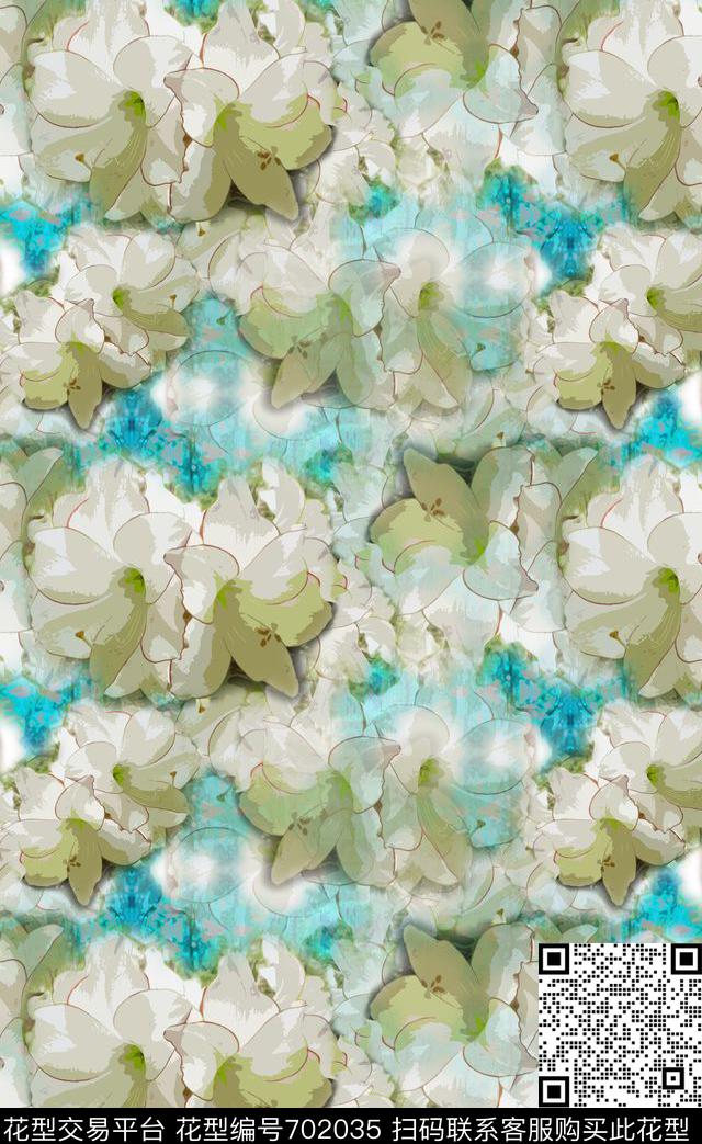 160905-青蓝雅韵-3-1.jpg - 702035 - 青蓝雅韵系列 花朵 手绘花卉 - 数码印花花型 － 女装花型设计 － 瓦栏