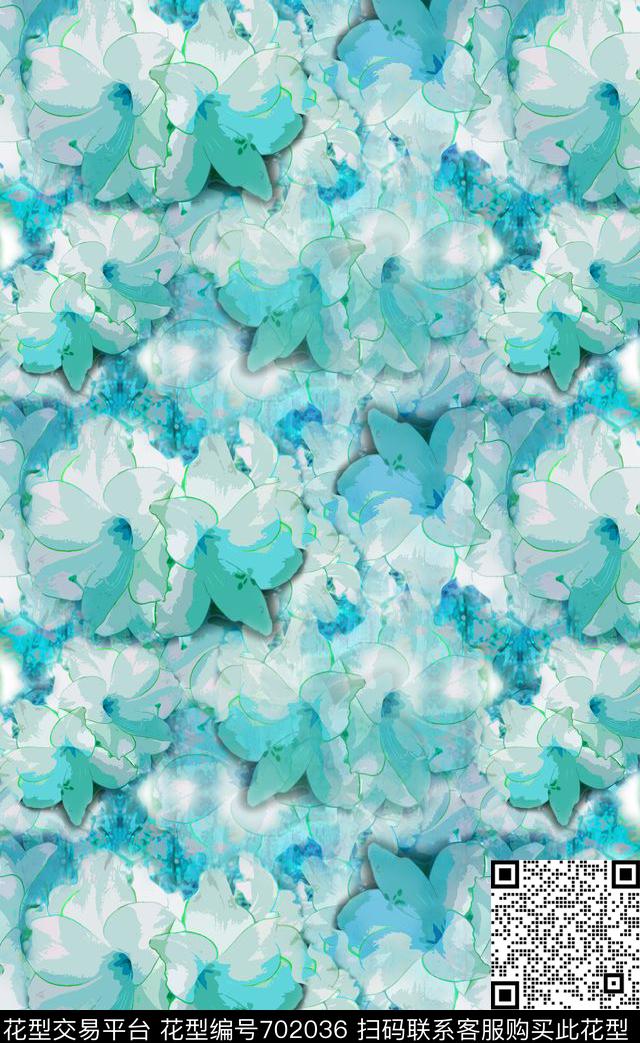 160905-青蓝雅韵-3-2.jpg - 702036 - 青蓝雅韵系列 花朵 手绘花卉 - 数码印花花型 － 女装花型设计 － 瓦栏