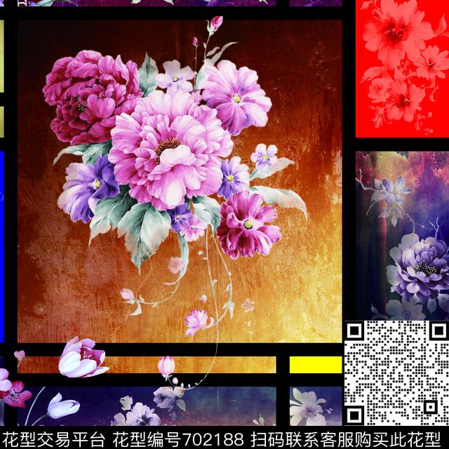 红黄蓝 .jpg - 702188 - 几何中西结合 - 数码印花花型 － 沙发布花型设计 － 瓦栏