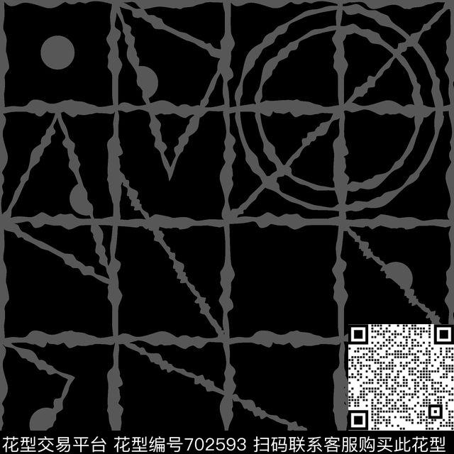 Mens hand drawn squares.jpg - 702593 - 几何 黑白 男装 - 传统印花花型 － 男装花型设计 － 瓦栏