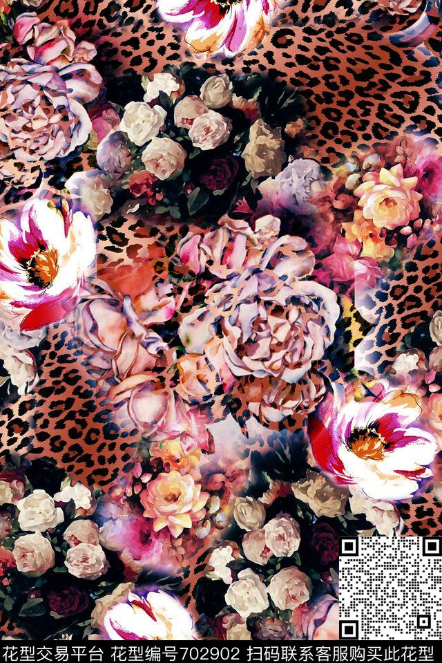 2016036B.jpg - 702902 - 花卉 满版 动物纹 - 数码印花花型 － 女装花型设计 － 瓦栏