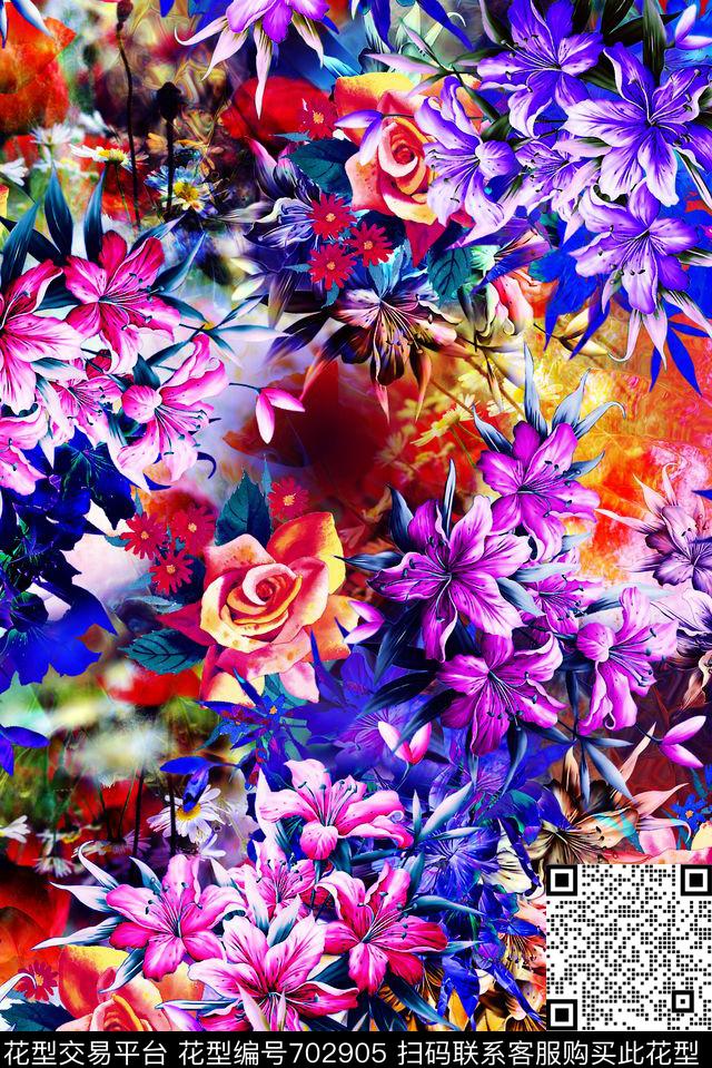 2016037.jpg - 702905 - 花卉 满版 组合 - 数码印花花型 － 女装花型设计 － 瓦栏
