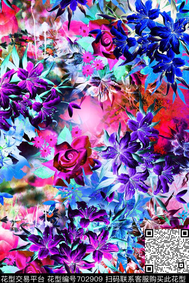 2016037D.jpg - 702909 - 花卉 满版 组合 - 数码印花花型 － 女装花型设计 － 瓦栏
