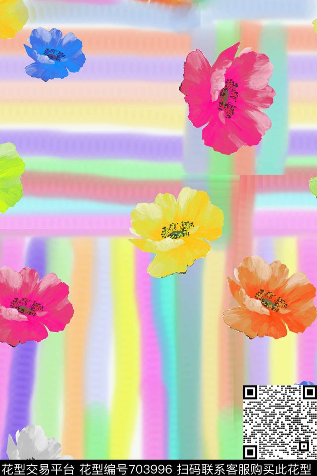 彩色花朵.jpg - 703996 - 花朵 手绘 彩色 - 数码印花花型 － 女装花型设计 － 瓦栏