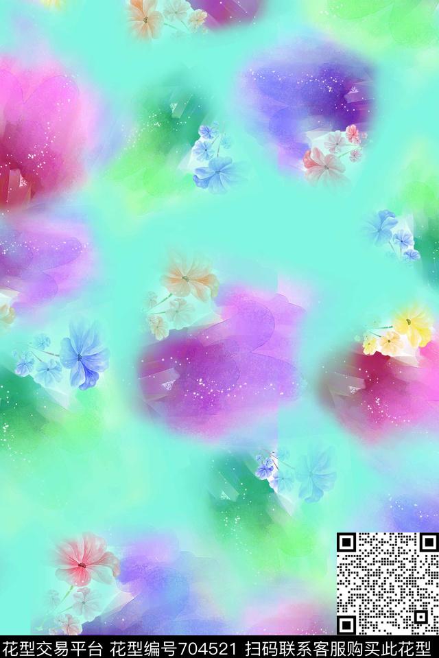 彩墨花朵.jpg - 704521 - 花朵 手绘 彩色 - 数码印花花型 － 女装花型设计 － 瓦栏