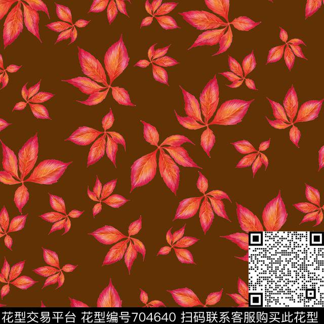 枫叶.jpg - 704640 - 花卉 枫叶 叶子树叶 - 数码印花花型 － 女装花型设计 － 瓦栏